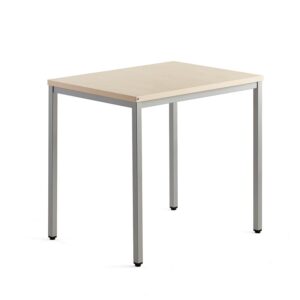 Biurko QBUS, 4 nogi, 800x600 mm, srebrna rama, brzoza