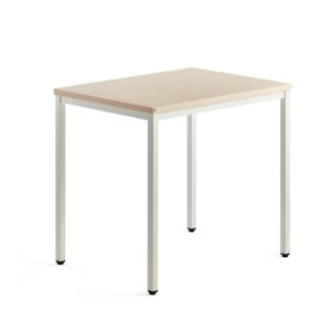 Biurko QBUS, 4 nogi, 800x600 mm, biała rama, brzoza