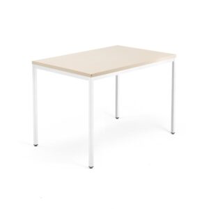Biurko QBUS, rama 4 nogi, 1200x800 mm, biały, brzoza