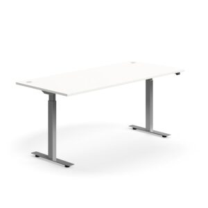 Biurko z regulacją wysokości FLEXUS, 1800x800 mm, srebrna rama, biały