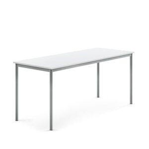 Stół SONITUS, 1800x700x760 mm, laminat HPL biały, szary aluminium