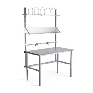 Kompletny stół roboczy z regulacją wysokości MOTION, manualny, 1500x800 mm, jasnoszary