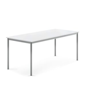 Stół BORÅS, 1800x800x720 mm, laminat HPL biały, szary aluminium