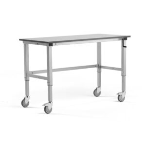Stół roboczy z regulacją wysokości MOTION, ręczny, 150 kg, 1500x600 mm, szary