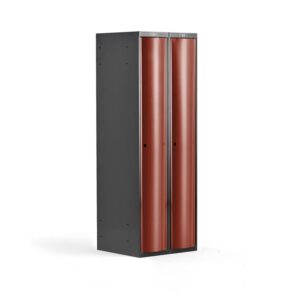 Szafa szatniowa CURVE, 2 moduły, 2 drzwi, 1740x600x550 mm, czerwony