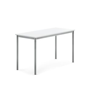 Stół SONITUS, 1400x600x760 mm, laminat HPL biały, szary aluminium