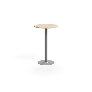 Stół barowy ALVA, Ø700x1100 mm, laminat wysokociśnieniowy, srebrny/brzoza