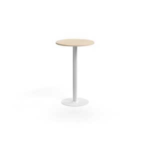 Stół barowy ALVA, Ø700x1100 mm, laminat wysokociśnieniowy, biały/brzoza