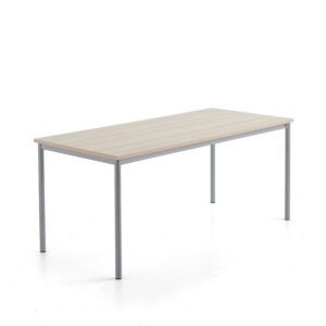 Stół SONITUS PLUS, 1800x800x760 mm, laminat HPL jesion, redukcja hałasu, szary aluminium