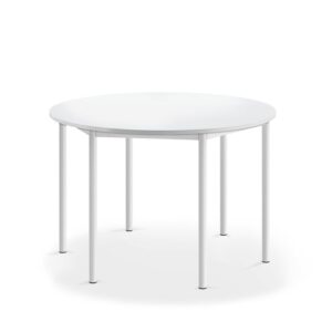 Stół SONITUS, okrągły, Ø1200x760 mm, laminat HPL biały, biały