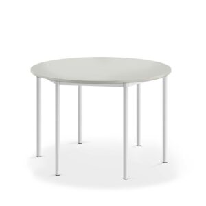 Stół SONITUS, okrągły, Ø1200x760 mm, laminat HPL szary, biały