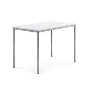 Stół SONITUS, 1400x800x900 mm, laminat HPL biały, szary aluminium
