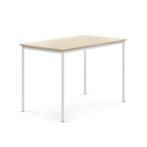Stół SONITUS, 1400x800x900 mm, laminat HPL brzoza, biały