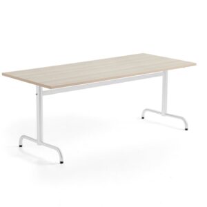 Stół PLURAL PLUS, 1800x800x720 mm, laminat HPL, redukcja hałasu, jesion, biały