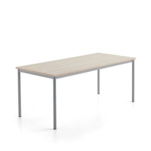 Stół SONITUS PLUS, 1800x800x720 mm, laminat HPL jesion, redukcja hałasu, szary aluminium
