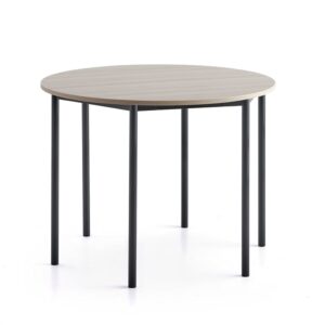 Stół SONITUS PLUS, Ø1200x900 mm, laminat HPL jesion, szary antracyt