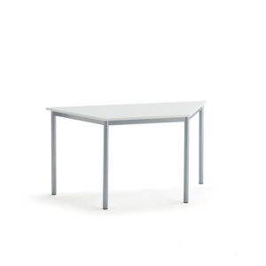 Stół SONITUS TRAPETS, 1400x700x720 mm, laminat HPL biały, szary aluminium