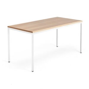 Biurko QBUS, rama 4 nogi, 1600x800 mm, biały, dąb