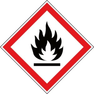 Oznaczenie GHS: substancje łatwopalne, samoprzylepny poliester, 100x100 mm, 4 sztuki