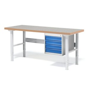 Zestaw ze stołem roboczym SOLID, 4 szuflady, obciążenie 750 kg, 1500x800 mm, winyl