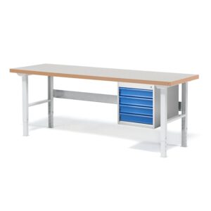 Stół roboczy z wyposażeniem SOLID, 4 szuflady, nośność 750 kg, 2000x800 mm, winyl