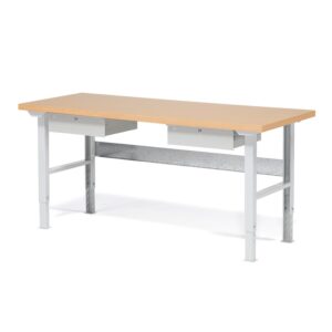 Stół warsztatowy ROBUST, z regulacją wysokości, 2 szuflady, 800x2000 mm