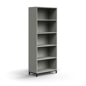 Regał QBUS, 4 półki, nóżki, 2020x800x400 mm, czarny, jasnoszary