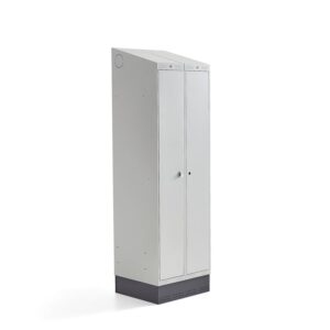 Szafa ubraniowa CLASSIC COMBO, na cokole, 2 drzwi, 2050x600x550mm, szary