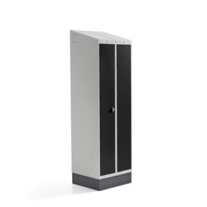 Szafa ubraniowa CLASSIC COMBO, na cokole, 2 drzwi, 2050x600x550mm, czarny