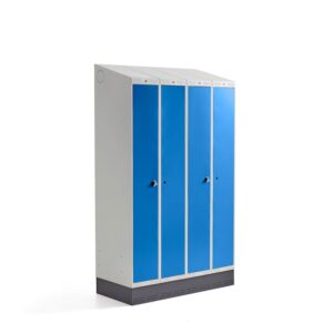 Szafa ubraniowa CLASSIC COMBO, na cokole, 4 drzwi, 2050x1200x550mm, niebieski