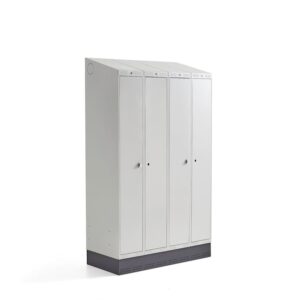 Szafa ubraniowa CLASSIC COMBO, na cokole, 4 drzwi, 2050x1200x550mm, szary
