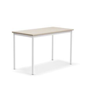 Stół SONITUS PLUS, 1200x600x760 mm, laminat HPL jesion, redukcja hałasu, biały