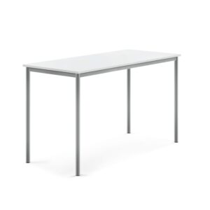 Stół SONITUS, 1600x700x900 mm, laminat HPL biały, szary aluminium