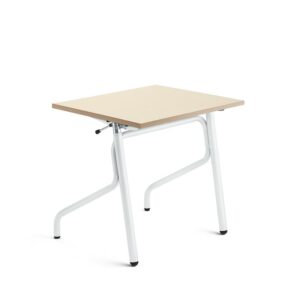 Ławka szkolna z regulacją wysokości ADJUST, 700x600 mm, HPL z redukcją hałasu, brzoza, biały