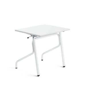 Ławka szkolna z regulacją wysokości ADJUST, 700x600 mm, HPL z redukcją hałasu, biały, biały