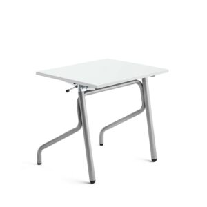 Ławka szkolna z regulacją wysokości ADJUST, 700x600 mm, HPL z redukcją hałasu, biały, srebrny