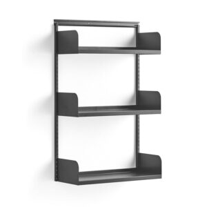 Regał ścienny SHAPE, moduł podstawowy, półki metalowe, 1237x800x300 mm, ciemnoszary