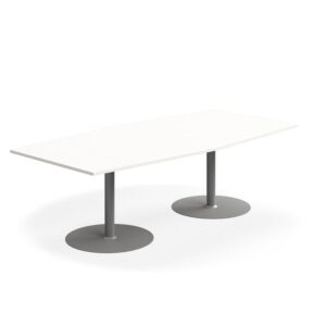 Stół konferencyjny FLEXUS, 2400x1200 mm, kształt łodzi, biały/srebrny