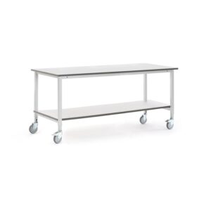 Mobilny stół roboczy MOTION, z półką dolną, 2000x800 mm, szary