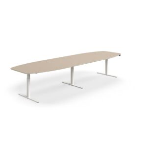 Stół konferencyjny NOVUS, z regulacją wysokości, 4000x1200 mm, biały/gliniana szarość