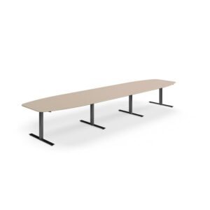 Stół konferencyjny NOVUS, 4800x1200 mm, czarny/gliniana szarość