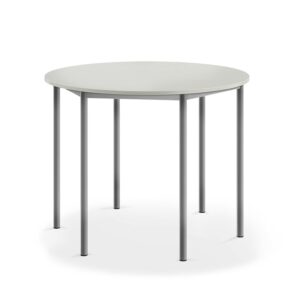 Stół SONITUS, okrągły, Ø1200x900 mm, laminat HPL szary, szary aluminium