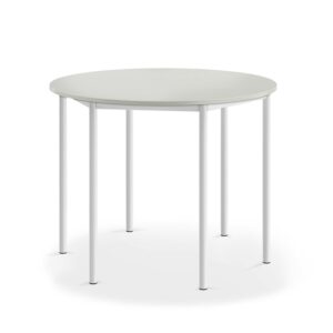Stół SONITUS, okrągły, Ø1200x900 mm, laminat HPL szary, biały