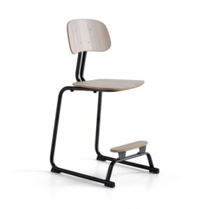 Krzesło szkolne YNGVE, płozy, antracyt, jesion, W 610 mm