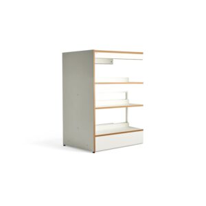 Regał biblioteczny STORY, moduł dodatkowy, dwustronny, 1280x898x585 mm, 3 półki, biały