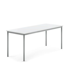 Stół BORÅS, 1800x700x720 mm, biały laminat, szary aluminium