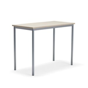 Stół SONITUS PLUS, 1200x600x900 mm, laminat HPL jesion, redukcja hałasu, szary aluminium