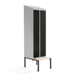 Szafa ubraniowa CLASSIC COMBO, z ławeczką, 2 drzwi, 2290x600x550 mm, czarny
