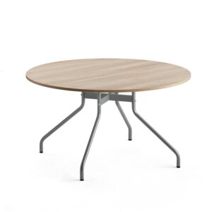 Stół AROUND, Ø1300 mm, dąb laminat, szary aluminium