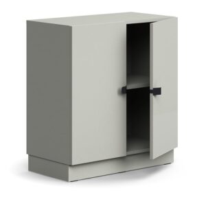 Szafa QBUS, 1 półka, cokół, uchwyty, 868x800x420 mm, jasnoszary